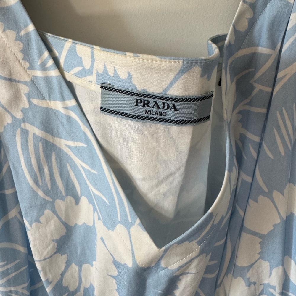 Prada Blue and White Floral Midi Dress - Picture 7 of 10